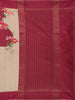Classic Ivory Beige Floral Printed Design Semi Tussar Saree with Contrast Border