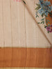 Classic Ivory Beige Floral Printed Design Semi Tussar Saree with Contrast Border