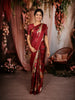 Classic Ivory Beige Floral Printed Design Semi Tussar Saree with Contrast Border