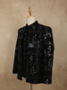 Classic Jet Black Abstract Geometric Sequins Embroidered Design Jacquard Men's Suit