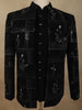 Classic Jet Black Abstract Geometric Sequins Embroidered Design Jacquard Men's Suit