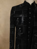 Classic Jet Black Abstract Geometric Sequins Embroidered Design Jacquard Men's Suit