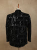 Classic Jet Black Abstract Geometric Sequins Embroidered Design Jacquard Men's Suit