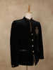 Classic Jet Black Antique Gold and Deep Teal Accents Design Velvet Men's Suit