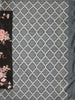 Classic Jet Black Floral Printed Design Semi Tussar Saree with Contrast Border