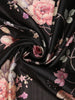 Classic Jet Black Floral Printed Design Semi Tussar Saree with Contrast Border