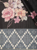 Classic Jet Black Floral Printed Design Semi Tussar Saree with Contrast Border