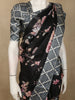 Classic Jet Black Floral Printed Design Semi Tussar Saree with Contrast Border