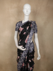 Classic Jet Black Floral Printed Design Semi Tussar Saree with Contrast Dusty Lavender  Border
