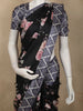 Classic Jet Black Floral Printed Design Semi Tussar Saree with Contrast Dusty Lavender  Border