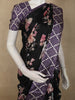 Classic Jet Black Floral Printed Design Semi Tussar Saree with Contrast Royal Plum Purple Border