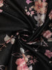 Classic Jet Black Floral Printed Design Semi Tussar Saree with Contrast Royal Plum Purple Border
