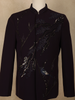 Classic Jet Black Horse Sequins Design Polynosic Men's Suit