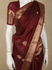 Classic Maroon Paisley Butta Zari Woven Design Pure Kanchipuram Silk Saree with Zari Border