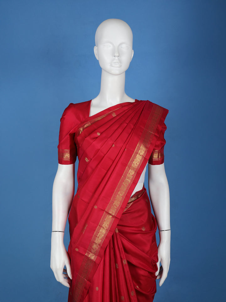 Classic Maroon Woven Gold Zari Border Silk Saree - Diadem