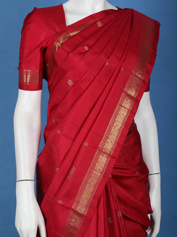 Classic Maroon Woven Gold Zari Border Silk Saree - Diadem