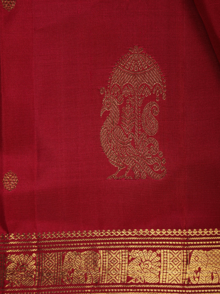 Classic Maroon Woven Gold Zari Border Silk Saree - Diadem