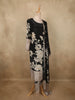 Classic Midnight Black Floral Beads Embroidered Designed Cotton Salwar Suit with Dupatta