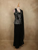 Classic Midnight Black Floral Thread Embroidered Design Georgette Palazzo Suit