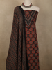 Classic Midnight Black Traditional Ajrakh Printed Design Cotton Unstitched Salwar Material