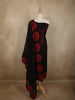 Classic Midnight Black with Bold Crimson Red Floral Embroidered Design Georgette Unstitched Salwar Material