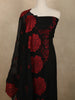 Classic Midnight Black with Bold Crimson Red Floral Embroidered Design Georgette Unstitched Salwar Material