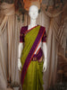 Parrot Green Woven Design Pure Kanchipuram Silk Saree with Contrast Zari Border
