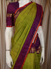 Parrot Green Woven Design Pure Kanchipuram Silk Saree with Contrast Zari Border