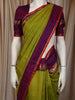 Parrot Green Woven Design Pure Kanchipuram Silk Saree with Contrast Zari Border