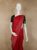 Classic Red Striped Woven Design Pure Kanchipuram Silk Saree with Self Border