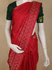 Classic Red Striped Woven Design Pure Kanchipuram Silk Saree with Self Border