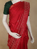 Classic Red Striped Woven Design Pure Kanchipuram Silk Saree with Self Border