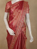 Classic Red Geometric Zari Woven Design Tissue Designer Saree with Sequins Border