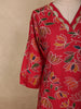 Classic Ruby Red Floral Printed Design Cotton Salwar Suit with Dupatta