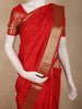 Classic Vermilion Red Butta Zari Woven Design Pure Kanchipuram Silk Saree with Zari Border