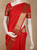 Classic Vermilion Red Butta Zari Woven Design Pure Kanchipuram Silk Saree with Zari Border