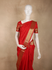Classic Vermilion Red Butta Zari Woven Design Pure Kanchipuram Silk Saree with Zari Border