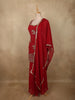 Classic Vermilion Red Paisley Sequins Embroidered Design Organza Palazzo Suit with Dupatta