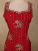 Classic Vermilion Red Paisley Sequins Embroidered Design Organza Palazzo Suit with Dupatta