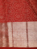 Classic Vermillion Red Floral Zari Woven Design Pure Kanchipuram Silk Saree with Zari Border