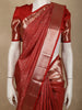 Classic Vermillion Red Floral Zari Woven Design Pure Kanchipuram Silk Saree with Zari Border