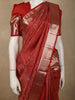 Classic Vermillion Red Floral Zari Woven Design Pure Kanchipuram Silk Saree with Zari Border