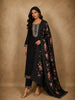 Classic Black Floral Thread Embroidered Design Georgette Salwar Suit with Dupatta