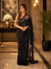 Classic Black Heavy Sequins Embroidered Design Georgette Party Wear Saree with Sequins Border