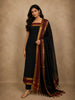 Classic Black Solid Woven Design Pure Cotton Unstitched Salwar Material with Zari Border