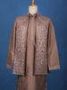 Cocoa Brown Floral Embroidered Brocade Kurta Pyjama - Diadem