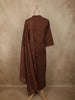 Cocoa Brown Floral Thread Embroidered Design Cotton Straight Cut Salwar Suit with Dupatta