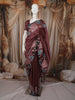 Cocoa Brown Floral Thread Embroidered Design Pure Tussar Silk Fancy Saree with Floral Border