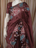 Cocoa Brown Floral Thread Embroidered Design Pure Tussar Silk Fancy Saree with Floral Border