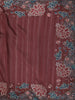 Cocoa Brown Floral Thread Embroidered Design Pure Tussar Silk Fancy Saree with Floral Border
